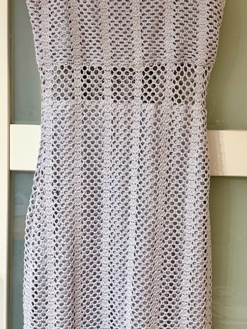 Lucy Paris Light Gray Crochet Maxi Dress